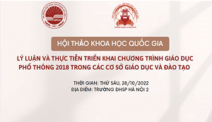 Hội thảo khoa học Quốc gia “Lý luận và thực tiễn triển khai chương trình giáo dục phổ thông 2018 trong các cơ sở giáo dục và đào tạo”